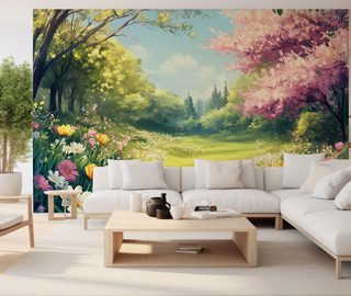 spring garden filled with floral light living room wallpaper mural photo wallpapers demural