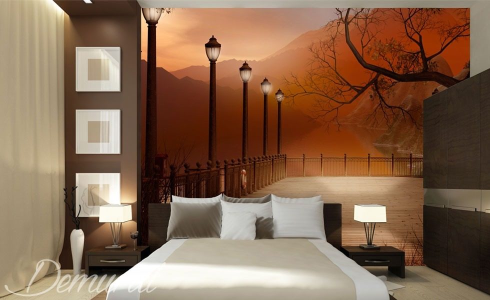 An evening bedroom with a view Bedroom wallpaper mural Photo wallpapers Demural