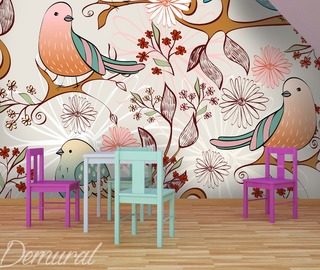 bird radio childs room wallpaper mural photo wallpapers demural