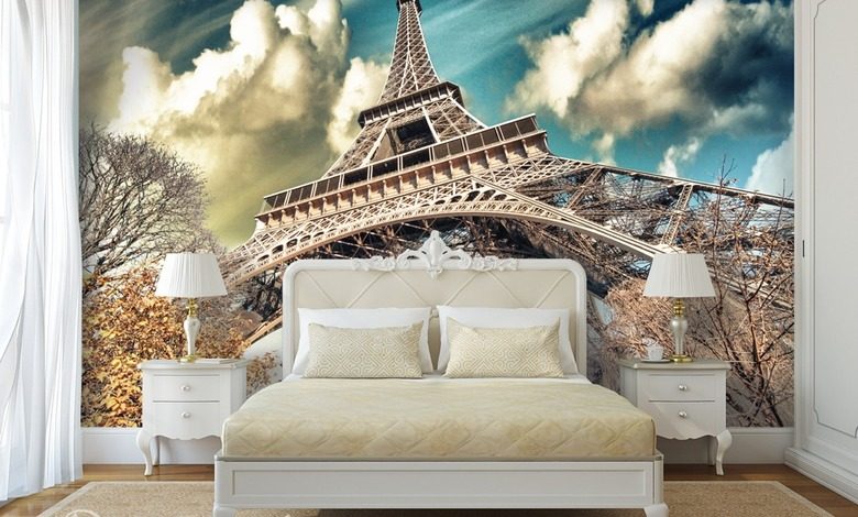 under the roofs of paris eiffel tower wallpaper mural photo wallpapers demural