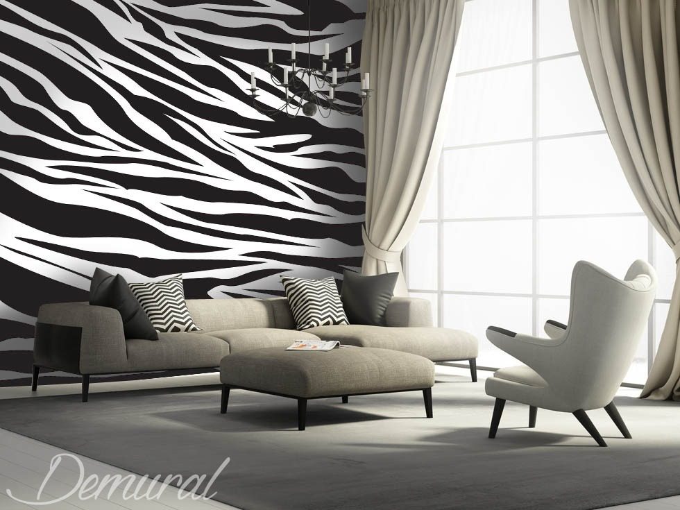 A hoof-beat of zebras Black and white wallpaper, mural Photo wallpapers Demural