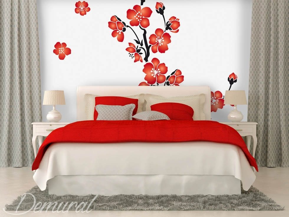 A floral coquetry Bedroom wallpaper mural Photo wallpapers Demural