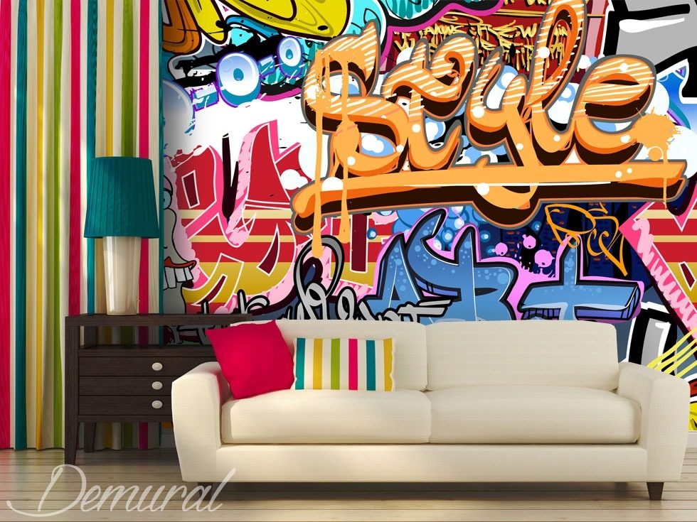 An intergenerational style Graffiti wallpaper mural Photo wallpapers Demural