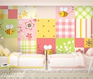 big small patchwork childs room wallpaper mural photo wallpapers demural
