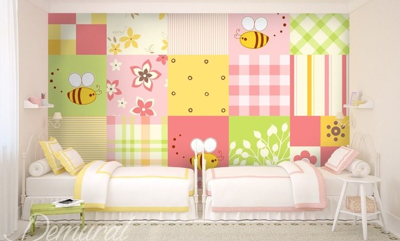 big small patchwork childs room wallpaper mural photo wallpapers demural