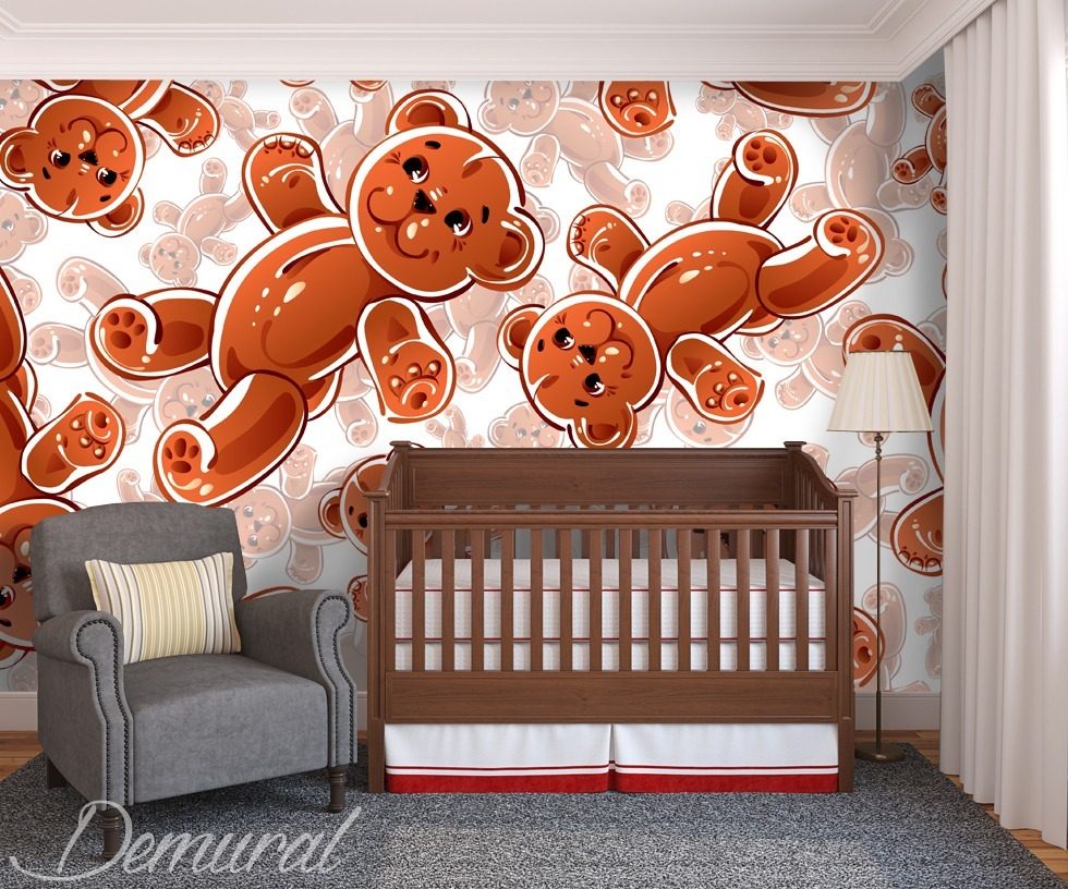 Plush stuffed teddy bear Child's room wallpaper mural Photo wallpapers Demural