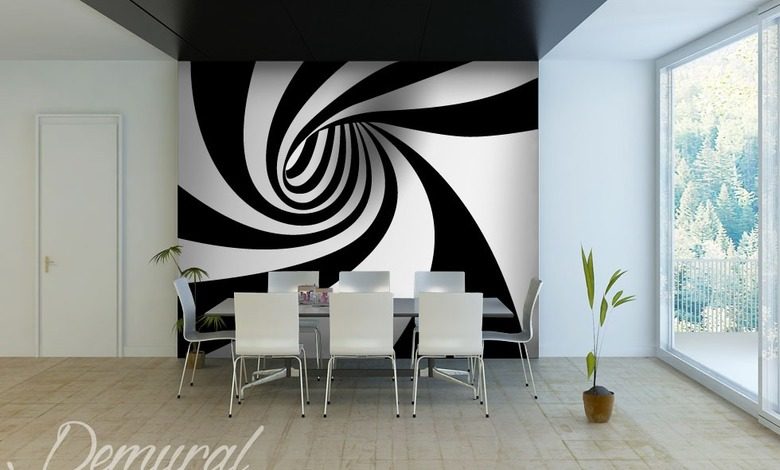 hypnotizing tunnel black and white wallpaper mural photo wallpapers demural