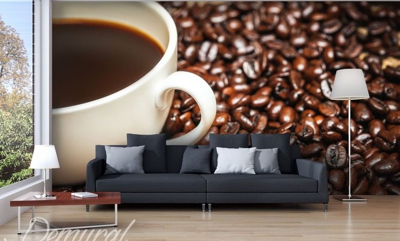 a cup of coffee on coffee coffee wallpaper mural photo wallpapers demural