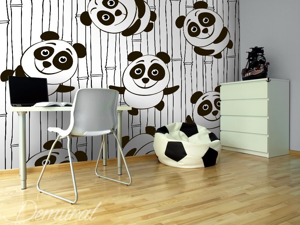 Happy pandas Oriental wallpaper mural Photo wallpapers Demural