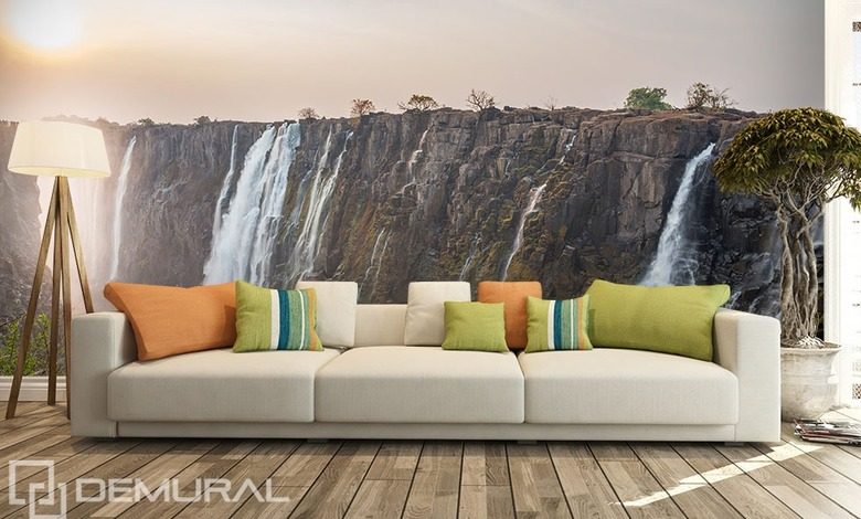 at the foot of the waterfall landscapes wallpaper mural photo wallpapers demural