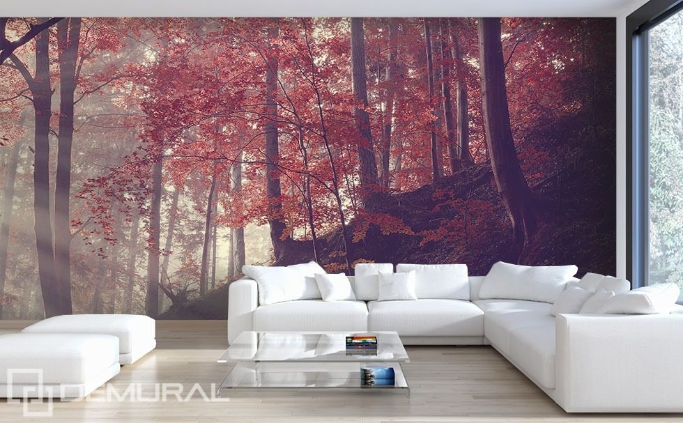 Forest hillside Living room wallpaper mural Photo wallpapers Demural