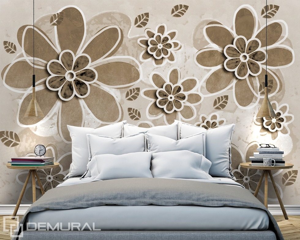 Draw some flowers for me Sepia wallpaper mural Photo wallpapers Demural