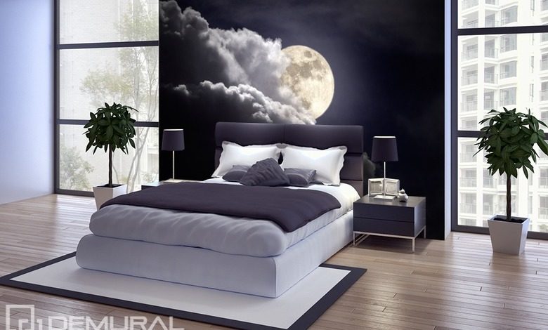 the moon at night bedroom wallpaper mural photo wallpapers demural