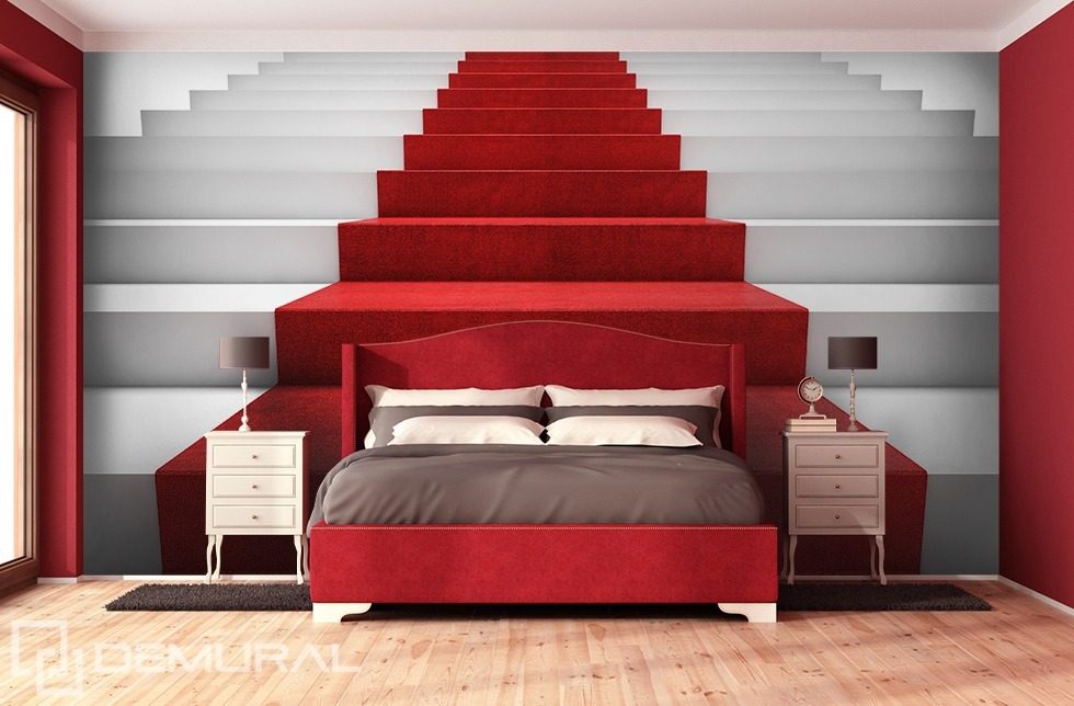On a red carpet Staircase wallpaper mural Photo wallpapers Demural