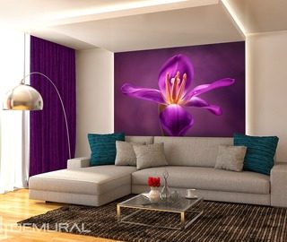 floral purple flowers wallpaper mural photo wallpapers demural