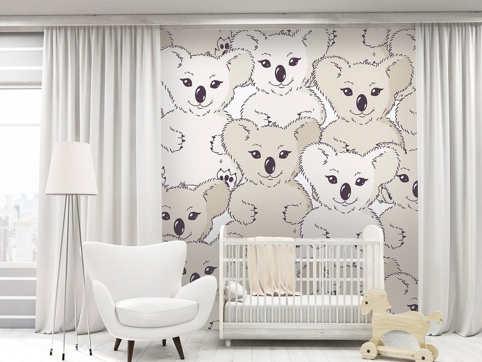 With Koala bear on the wall Child's room wallpaper mural Photo wallpapers Demural