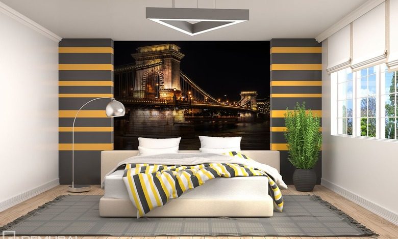 on the shores of an unknown city bridges wallpaper mural photo wallpapers demural