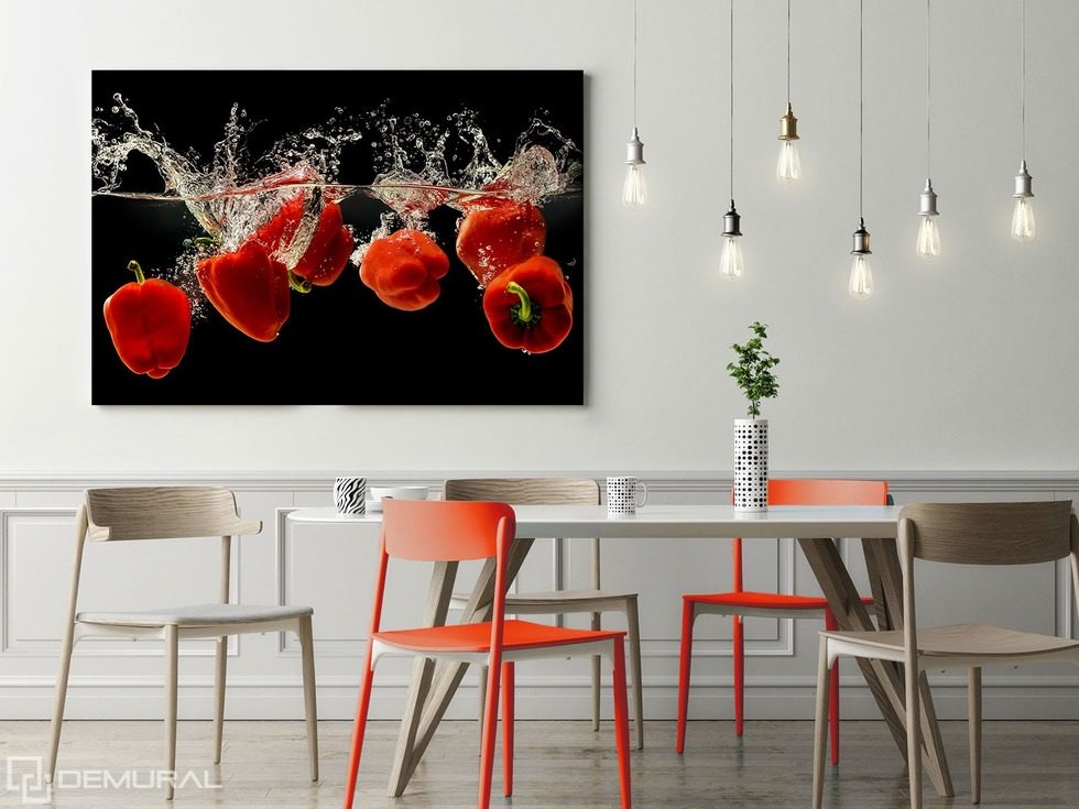 The pepper, red dance Canvas prints in dining room Canvas prints Demural