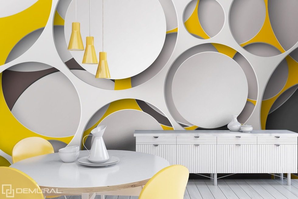The round cut-outs in the light tones Abstraction wallpaper mural Photo wallpapers Demural