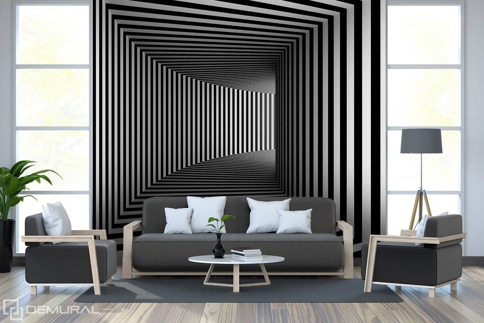 Black and white raptures of illusion Black and white wallpaper, mural Photo wallpapers Demural