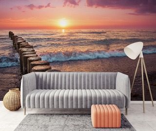 the sun beach sound of the sea sunsets wallpaper mural photo wallpapers demural