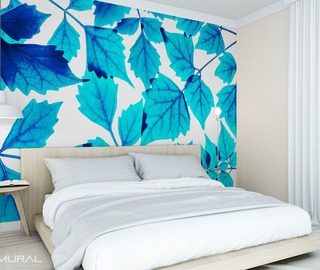 little blue leaf bedroom wallpaper mural photo wallpapers demural