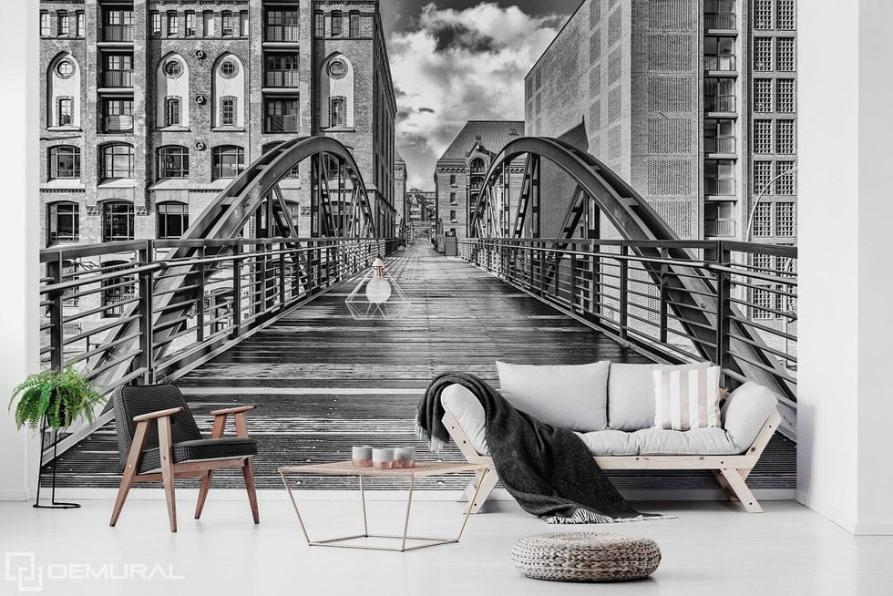 Urban footbridge Architecture wallpaper mural Photo wallpapers Demural