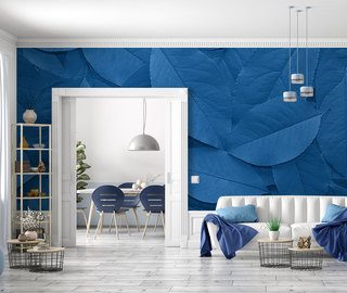 blue leaf variation patterns wallpaper mural photo wallpapers demural
