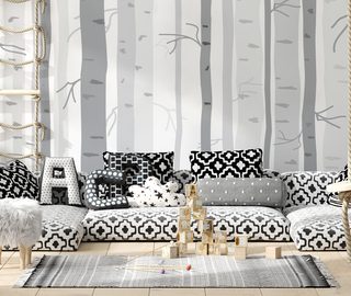 white fog in the grey forest childs room wallpaper mural photo wallpapers demural
