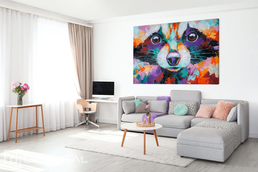Sweet raccoon in artistic setting Canvas prints Animals Canvas prints Demural