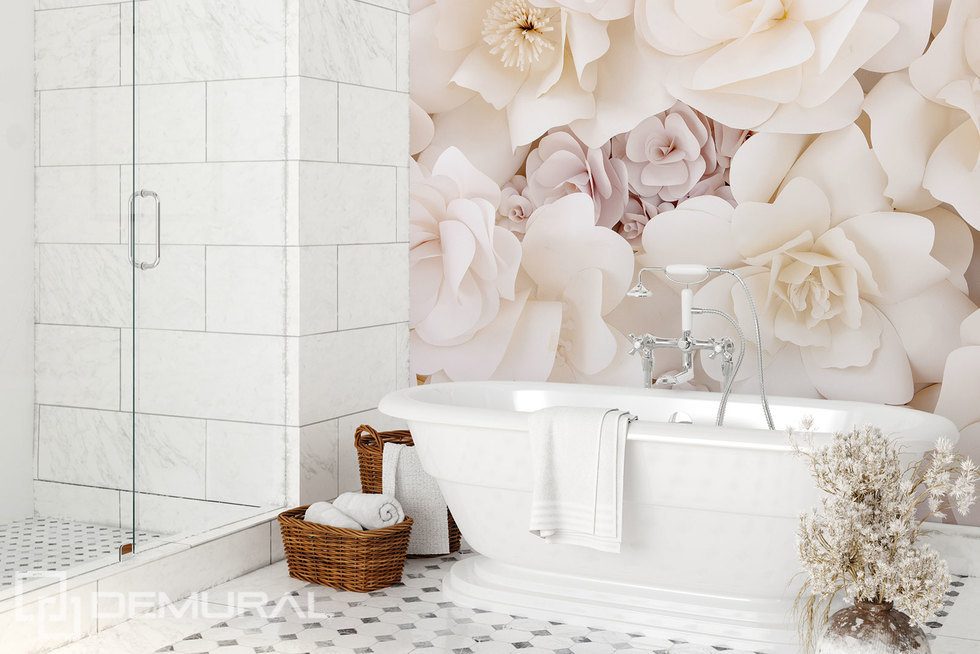 A composition of delicate petals Bathroom wallpaper mural Photo wallpapers Demural